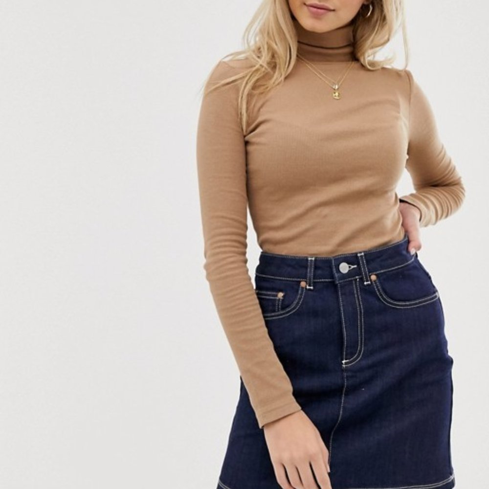 Roll Neck Top | Camel